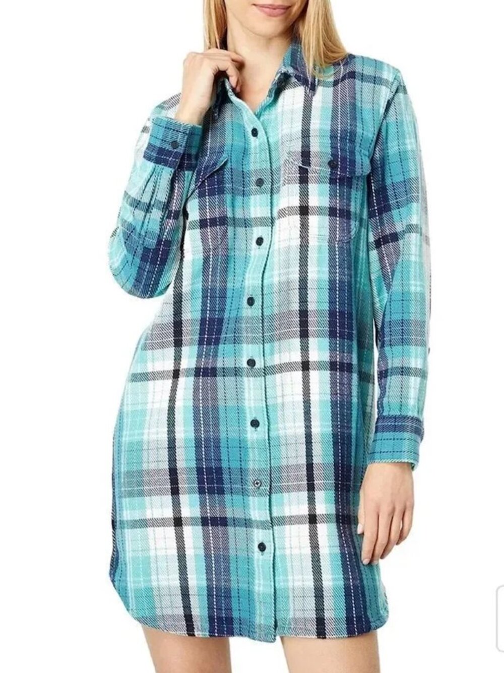 Outerknown Plaid Blanket Shirt Dress 100% Organic Cotton/Twill Women's Size M